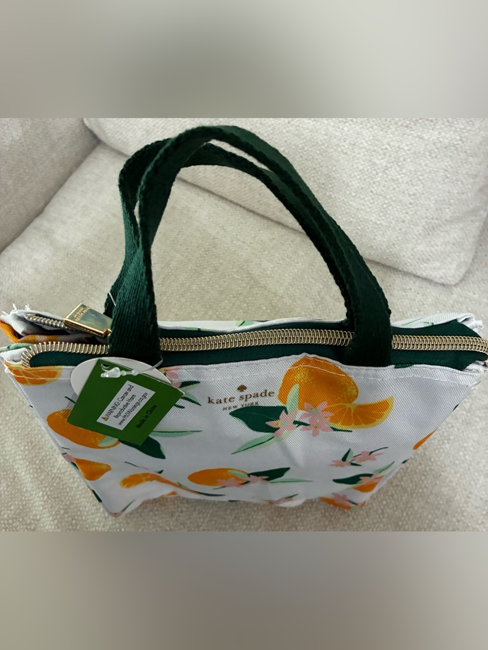 kate spade NWT orange citrus print insulated lunch tote food storage container - Picture 6 of 13